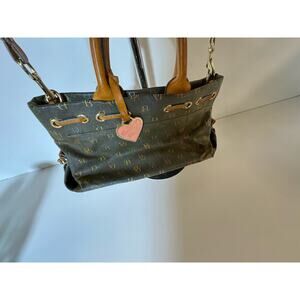 Dooney & Bourke DB Signature Logo Brown Shoulder Handbag with Heart Tag